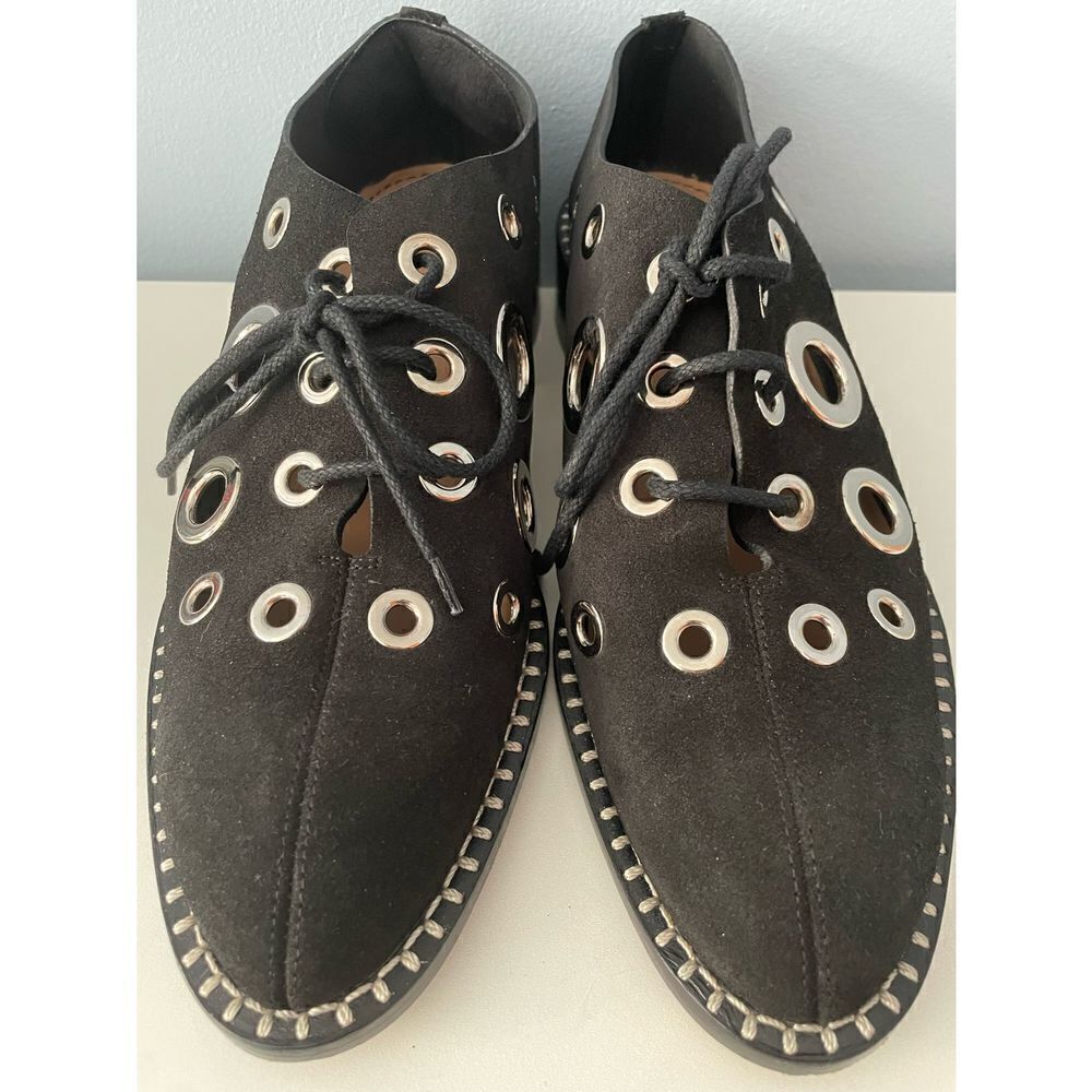 Proenza Schouler Circle Grommet Black Suede shoes 37 1/2